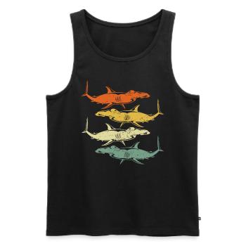 Requin-marteau rétro - Débardeur bio Premium Homme - noir - Devant - Michal (187cm)