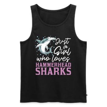 Requin Une seule fille qui aime les requins-marteaux Requin-marteau - Débardeur bio Premium Homme - noir - Devant - Michal (187cm)