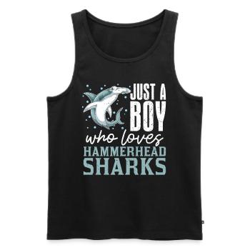 Requin Un seul garçon qui aime les requins-marteaux Requin-marteau - Débardeur bio Premium Homme - noir - Devant - Michal (187cm)