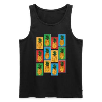 Fruit exotique Fruit Cadeau Pop Art Ananas - Débardeur bio Premium Homme - noir - Devant - AI Model Male 178 light (178cm)