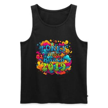 Funky Anniversaire: Mars 2019 - Psychadelic - Débardeur bio Premium Homme - noir - Devant - Michal (187cm)
