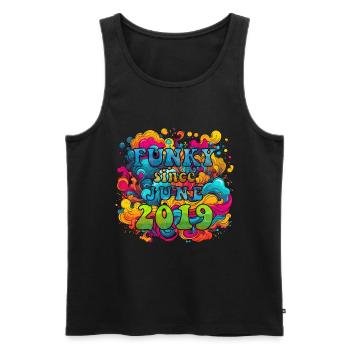 Funky Birthday: Juin 2019 - Psychadelic - Débardeur bio Premium Homme - noir - Devant - Michal (187cm)