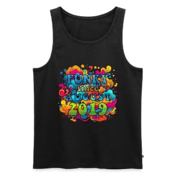 Funky Birthday: Août 2019 - Psychadelic - Débardeur bio Premium Homme - noir - Devant - Michal (187cm)