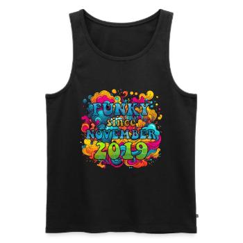 Funky Birthday: Novembre 2019 - Psychadelic - Débardeur bio Premium Homme - noir - Devant - Michal (187cm)