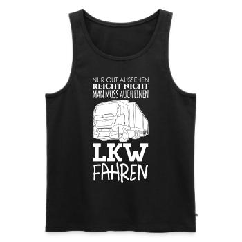 LKW Trucker LKW-Fahrer Lastwagen - Männer Premium Bio Tank Top - Schwarz - Vorne - Michal (187cm)