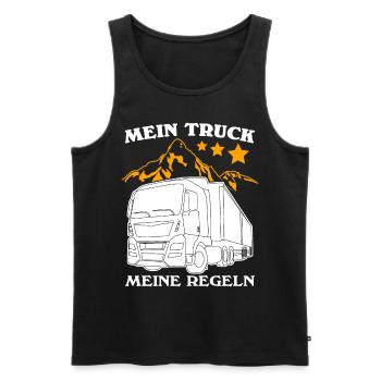 LKW Witz Trucker LKW-Fahrer Lastwagen - Männer Premium Bio Tank Top - Schwarz - Vorne - Michal (187cm)
