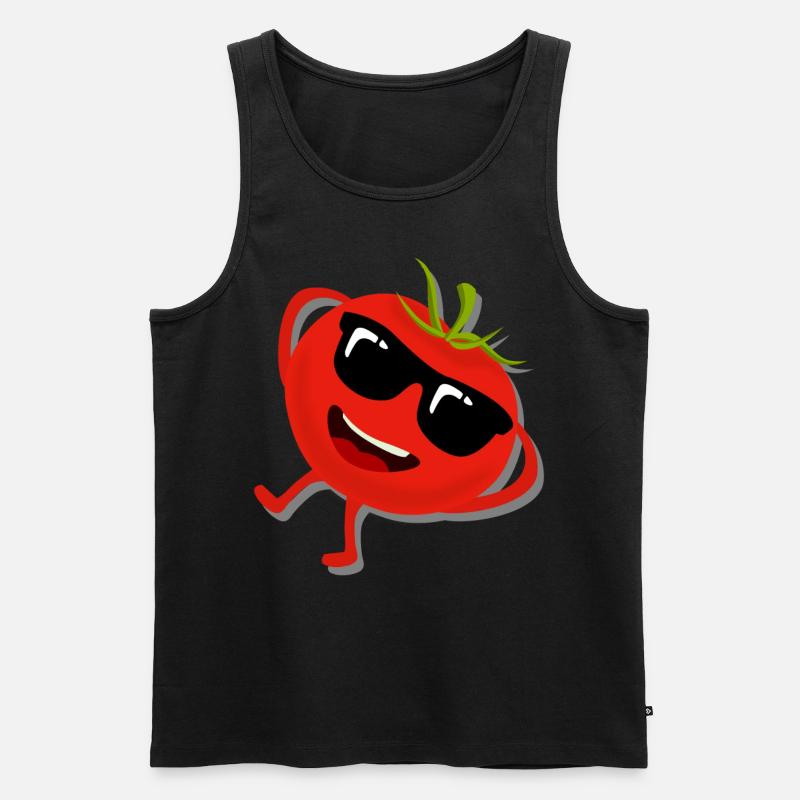 Tomato with Sunglasses Tomatoes - Männer Premium Bio Tank Top - Schwarz