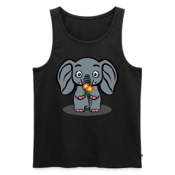 Elephant with Flowers Elephants - Männer Premium Bio Tank Top - Schwarz - Vorne - AI Model Male 178 light (178cm)