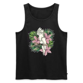 Oiseau amant perroquet Floral cadeau cacatoès - Débardeur bio Premium Homme - noir - Devant - Michal (187cm)