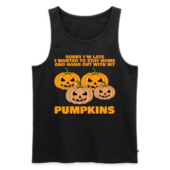 Pompoenen Joke Pompoen - Mannen Premium Bio Tanktop - zwart - Voor - AI Model Male 178 light (178cm)