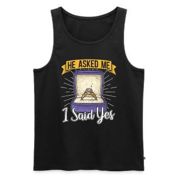 Er hat mich gefragt ich habe ja gesagt Verlobung - Männer Premium Bio Tank Top - Schwarz - Vorne - Michal (187cm)