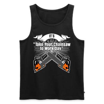 Chain Saw Day Chainsaw - Men's Premium Organic Tank Top - black - Front - Michal (187cm)