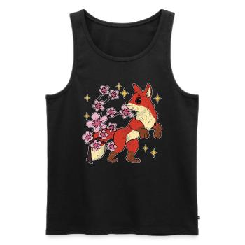 Fleurs de cerisier Woodland Animal cadeau Sakura Fox - Débardeur bio Premium Homme - noir - Devant - Michal (187cm)