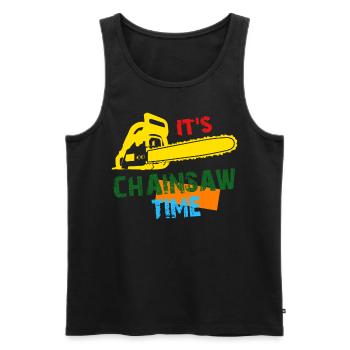 Chainsaw Retro Chain Saw - Men's Premium Organic Tank Top - black - Front - Michal (187cm)
