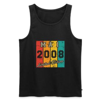Geburtstag: Mai 2008 - Limited Edition Retro - Männer Premium Bio Tank Top - Schwarz - Vorne - AI Model Male 178 light (178cm)