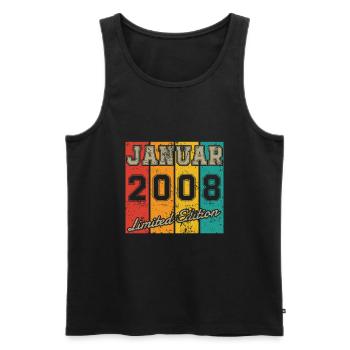 Geburtstag: Januar 2008 - Limited Edition Retro - Männer Premium Bio Tank Top - Schwarz - Vorne - AI Model Male 178 light (178cm)