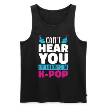 J’écoute de la musique K Pop Drôle Cadeau K Pop - Débardeur bio Premium Homme - noir - Devant - AI Model Male 178 light (178cm)