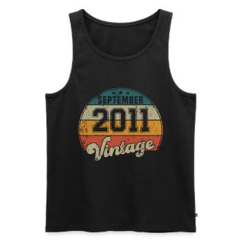 Vintage Geburtstag - September 2011 - Geschenkidee - Männer Premium Bio Tank Top - Schwarz - Vorne - Michal (187cm)