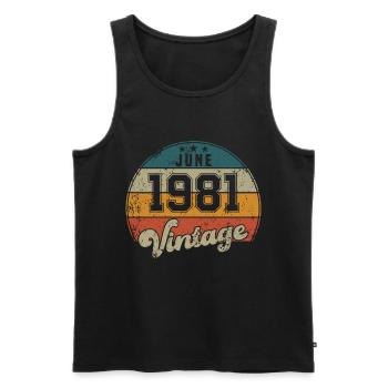 Vintage Geburtstag - Juni 1981 - Geschenkidee - Männer Premium Bio Tank Top - Schwarz - Vorne - AI Model Male 178 light (178cm)
