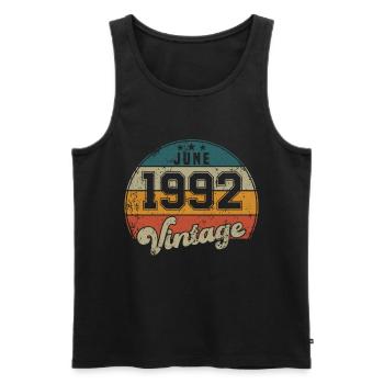Vintage Geburtstag - Juni 1992 - Geschenkidee - Männer Premium Bio Tank Top - Schwarz - Vorne - Michal (187cm)