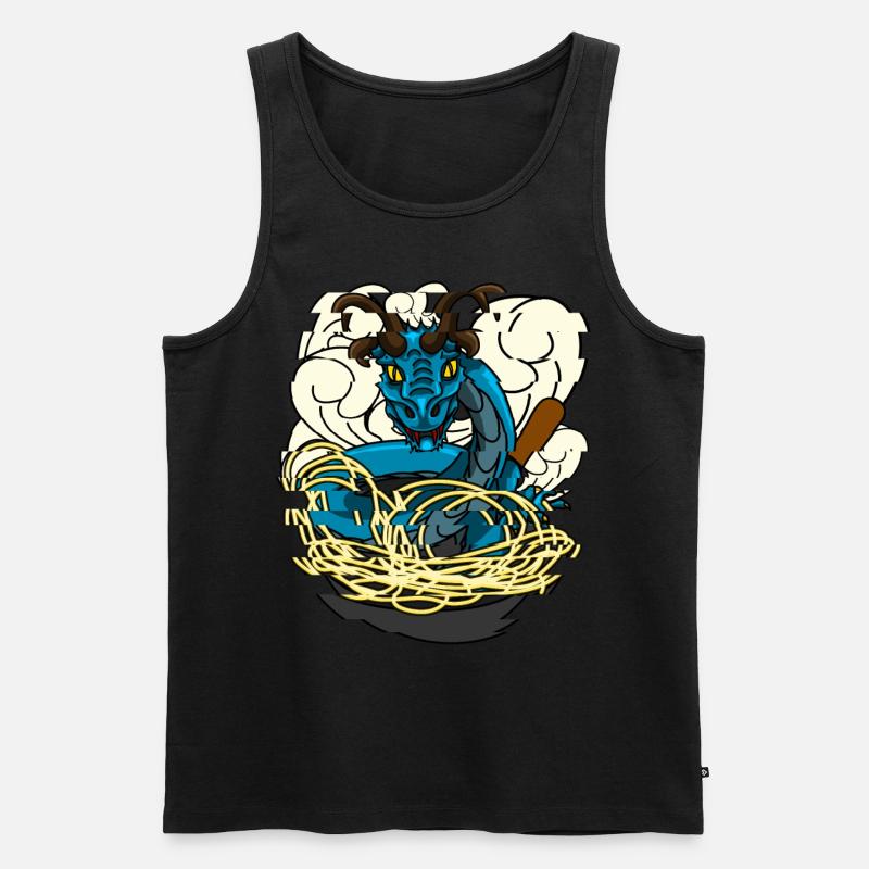 Wok Pan Dragon - Männer Premium Bio Tank Top - Schwarz