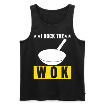 Wok de cuisine asiatique - Débardeur bio Premium Homme - noir - Devant - AI Model Male 178 light (178cm)