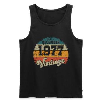 Vintage Geburtstag - Dezember 1977 - Geschenkidee - Männer Premium Bio Tank Top - Schwarz - Vorne - AI Model Male 178 light (178cm)