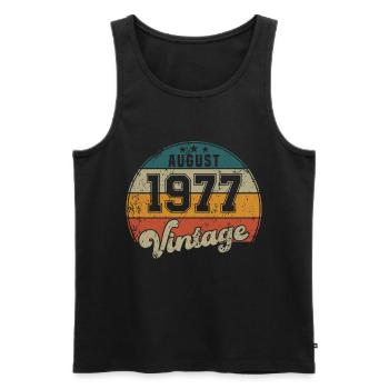 Vintage Geburtstag - August 1977 - Geschenkidee - Männer Premium Bio Tank Top - Schwarz - Vorne - AI Model Male 178 light (178cm)