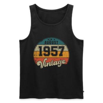 Vintage Geburtstag - August 1957 - Geschenkidee - Männer Premium Bio Tank Top - Schwarz - Vorne - AI Model Male 178 light (178cm)