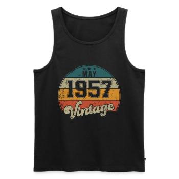 Vintage Geburtstag - Mai 1957 - Geschenkidee - Männer Premium Bio Tank Top - Schwarz - Vorne - AI Model Male 178 light (178cm)