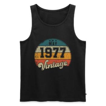 Vintage Geburtstag - Mai 1977 - Geschenkidee - Männer Premium Bio Tank Top - Schwarz - Vorne - AI Model Male 178 light (178cm)