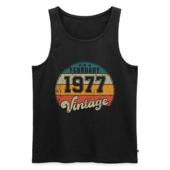 Vintage Geburtstag - Februar 1977 - Geschenkidee - Männer Premium Bio Tank Top - Schwarz - Vorne - AI Model Male 178 light (178cm)
