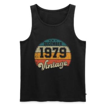 Vintage Geburtstag - Dezember 1979 - Geschenkidee - Männer Premium Bio Tank Top - Schwarz - Vorne - Michal (187cm)