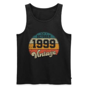 Vintage Geburtstag - Oktober 1999 - Geschenkidee - Männer Premium Bio Tank Top - Schwarz - Vorne - Michal (187cm)