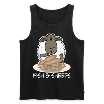 Sheep eats Fish and Chips Shepherd - Männer Premium Bio Tank Top - Schwarz - Vorne - Michal (187cm)