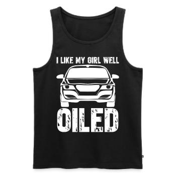 Mechanic Joke Car Workshop Oil - Men's Premium Organic Tank Top - black - Front - AI Model Male 178 light (178cm)