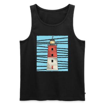 Phare de mer amant cadeau phare - Débardeur bio Premium Homme - noir - Devant - AI Model Male 178 light (178cm)