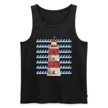 Sea Waves Ocean Gift Lighthouse - Men's Premium Organic Tank Top - black - Front - Michal (187cm)