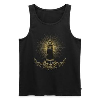 Phare amoureux de la mer cadeau phare - Débardeur bio Premium Homme - noir - Devant - AI Model Male 178 light (178cm)