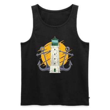 Vollmond Schiff Anker Geschenk Leuchtturm - Männer Premium Bio Tank Top - Schwarz - Vorne - AI Model Male 178 light (178cm)