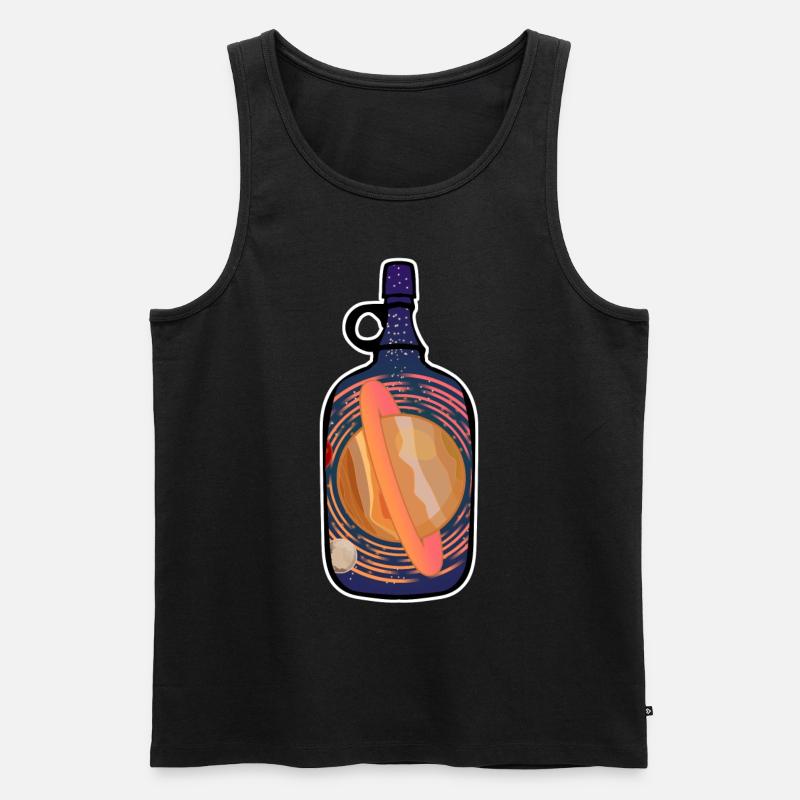 Planète Saturne dans une bouteille - Débardeur bio Premium Homme - noir