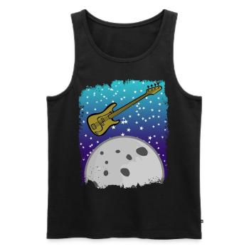 Guitare basse avec lune dans l’espace - Débardeur bio Premium Homme - noir - Devant - Michal (187cm)