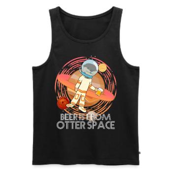 Otter in Space with Beer - Männer Premium Bio Tank Top - Schwarz - Vorne - Michal (187cm)