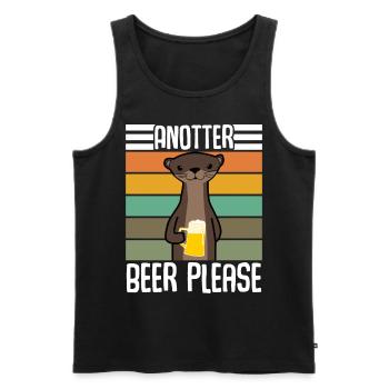 Otter With Retro Beer - Männer Premium Bio Tank Top - Schwarz - Vorne - Michal (187cm)