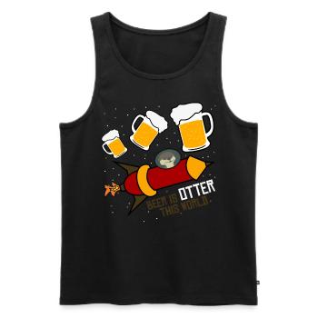 Otters in Space with Beer - Männer Premium Bio Tank Top - Schwarz - Vorne - Michal (187cm)