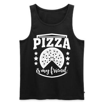 Pizza Joke Pizzaria - Men's Premium Organic Tank Top - black - Front - AI Model Male 178 light (178cm)