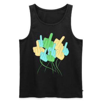 Middle Finger Flower Misanthrope - Männer Premium Bio Tank Top - Schwarz - Vorne - AI Model Male 178 light (178cm)