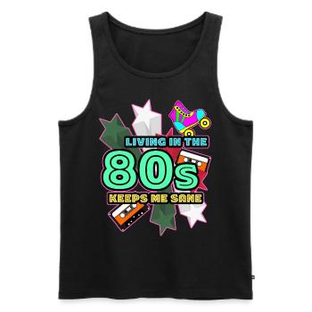 1980's 80s Retro - Men's Premium Organic Tank Top - black - Front - AI Model Male 178 light (178cm)