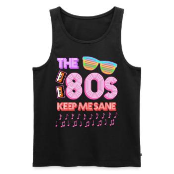 80s Retro 1980 - Men's Premium Organic Tank Top - black - Front - AI Model Male 178 light (178cm)