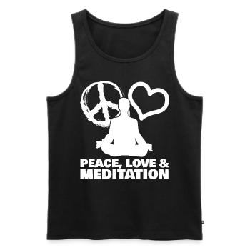 Méditation Paix Méditation Yoga - Débardeur bio Premium Homme - noir - Devant - AI Model Male 178 light (178cm)